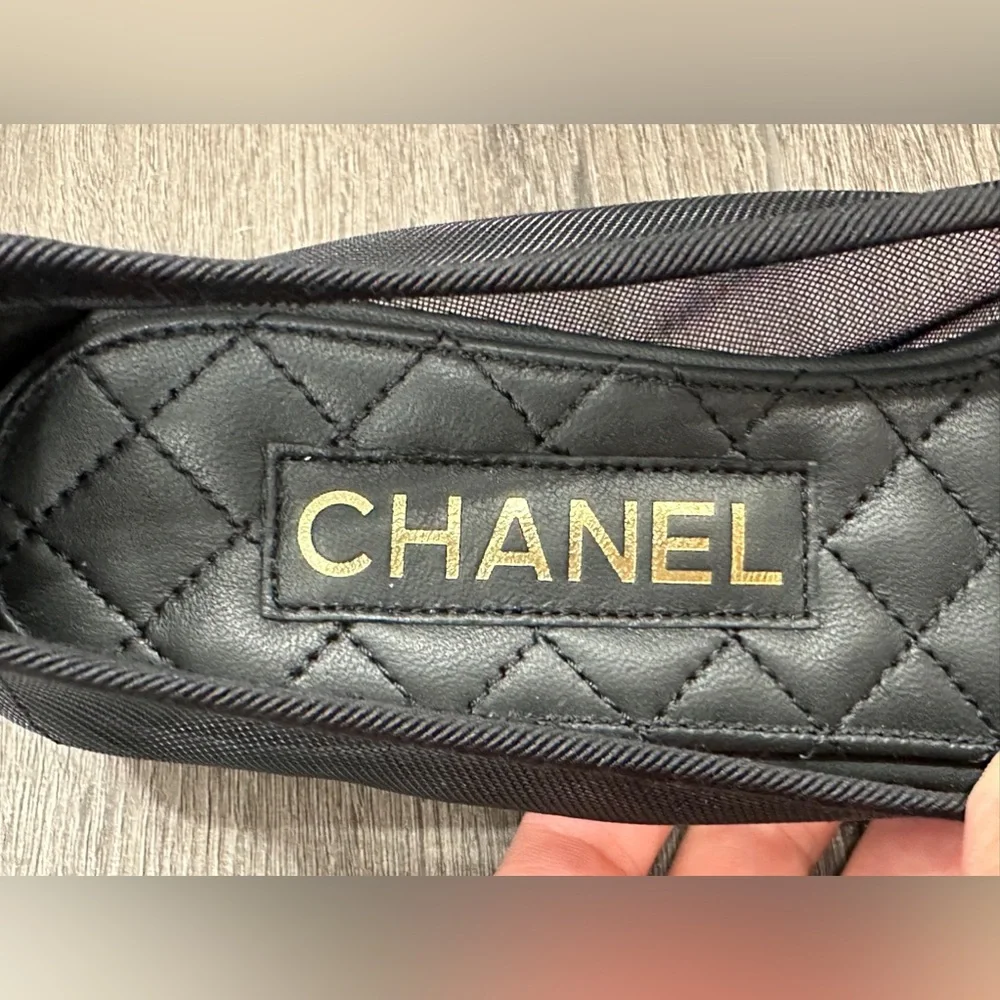2025 CHANEL BLACK MESH BALLET FLATS BALLERINA SHOES 37 NEW - Picture 7 of 16